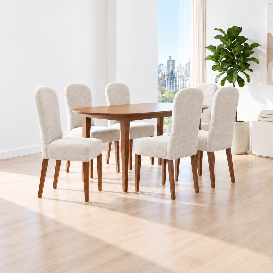 Comedor moderno con sillas blanco humo COMEDOR MANCHESTER | COMEDOR X 6 SILLAS - Imagen 1