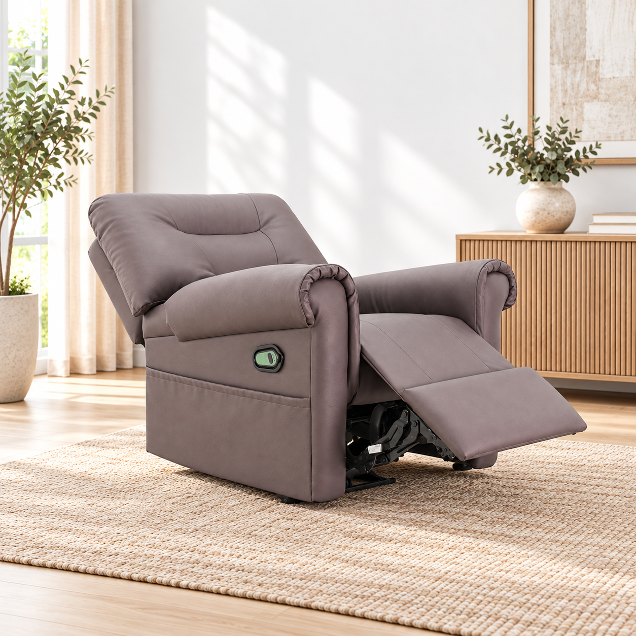 Sillón reclinable en sala escandinava _ RECLINABLE ELECTRICO BURDEOS - Imagen 1